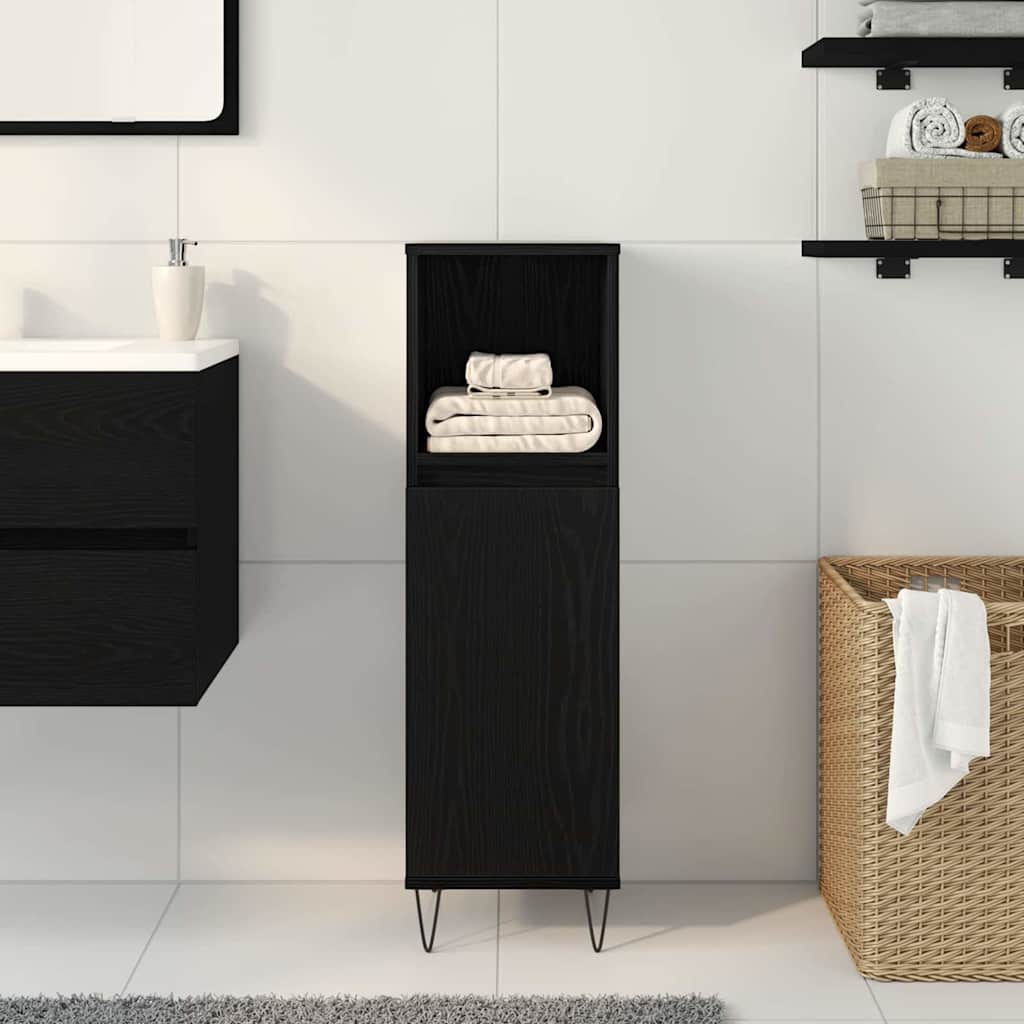 Badezimmer Schrank mit Speicher Schwarze Eiche 30 x 30 x 100 cm